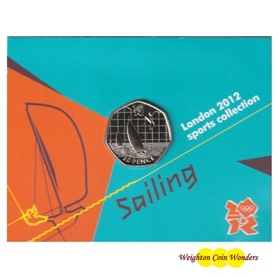 2011 BU 50p Coin (Card) - London 2012 - Sailing - Click Image to Close